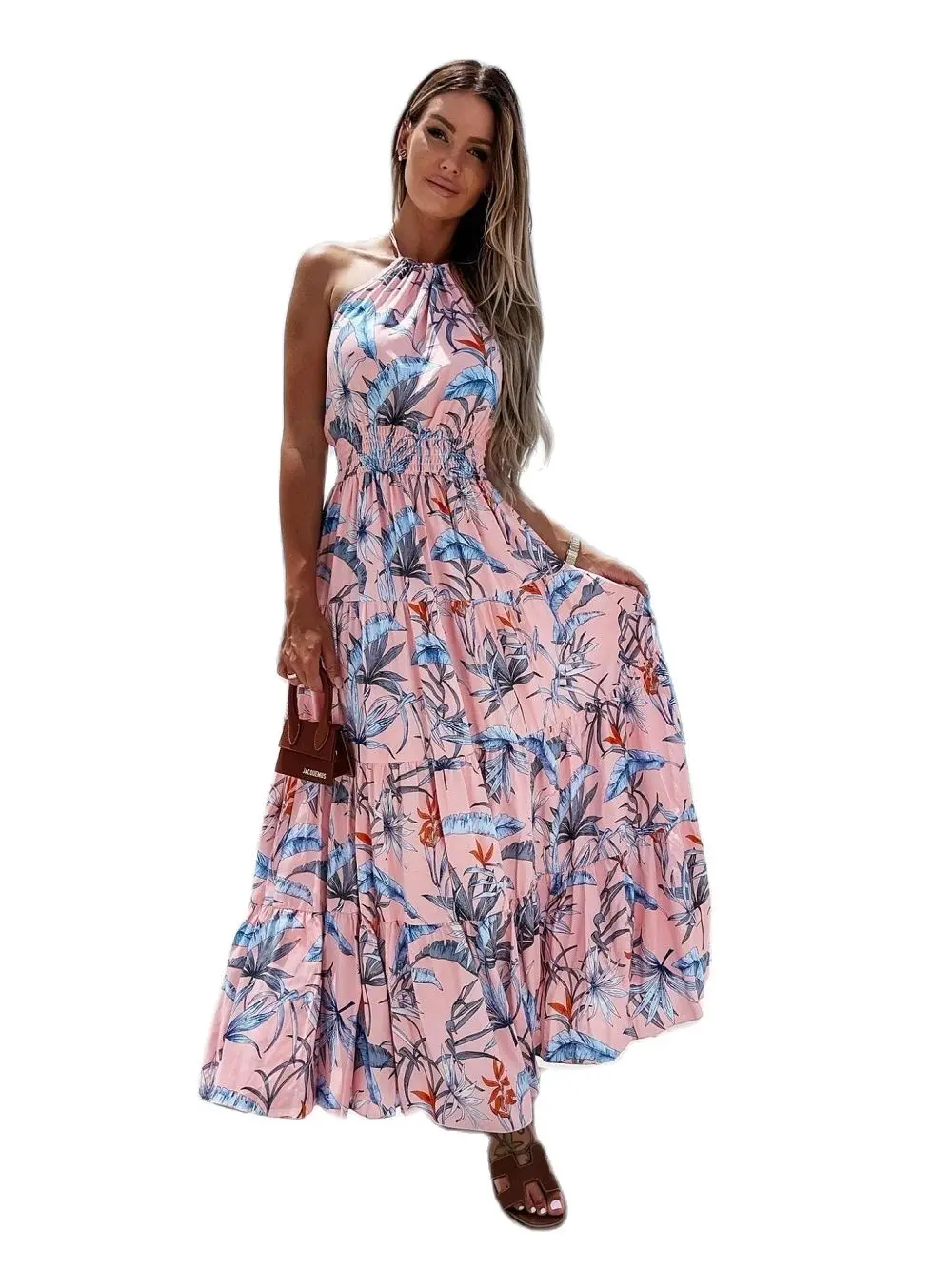 Casual Fashion Sexy Floral Backless Boho Style Long Luxurious Elegant Ladies Pink Dress Summer Beach Vacation Clothing
Casual Fashion Sexy Floral Backless Boho Style Long Luxurious Elegant Ladies Pink Dress Summer Beach Vacation Clothing