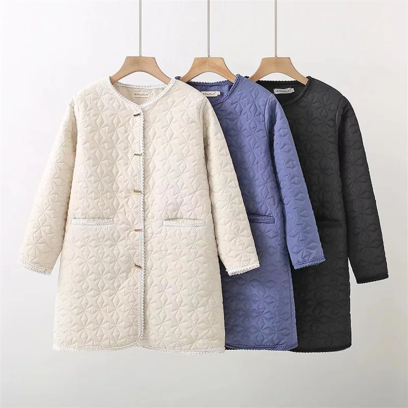 2022 XL-4XL Autumn Winter Thin Cotton Padded Coat Women Rhombus Embossed Lace-Edge Warm Jackets Female Long Parkas Mom Clothes
2022 XL-4XL Autumn Winter Thin Cotton Padded Coat Women Rhombus Embossed Lace-Edge Warm Jackets Female Long Parkas Mom Clothes