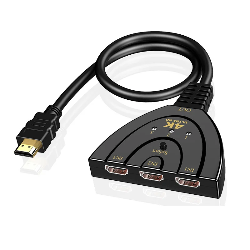 

HD 4K 3x1 HDMI-совместимый коммутатор с кабелем адаптера и 1080P @ 60 Гц 3-в-1 выход переключатель для Xbox PS4 ноутбука ПК для ТВ монитора проектора