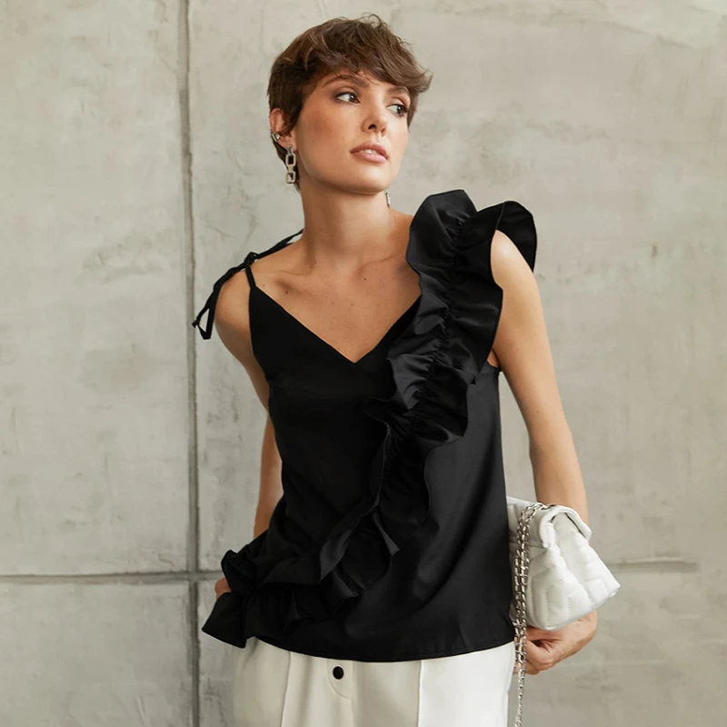 Women Blouse Shirts Sexy 2022 Spaghetti Ruffled Strap Backless Camisole Vest Blouse Ladies Office Sleeveless White Casual Tops
Women Blouse Shirts Sexy 2022 Spaghetti Ruffled Strap Backless Camisole Vest Blouse Ladies Office Sleeveless White Casual Tops