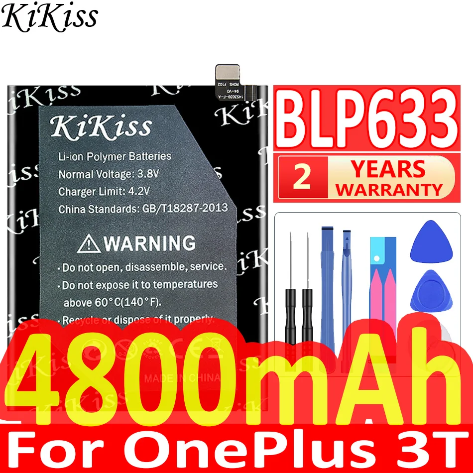 

KiKiss BLP633 BLP 633 Battery for OnePlus3T A3010 1+ One Plus 1 1 + 1 2 3 3T A3010 5/5T 6T/7 BLP685 BLP637 BLP571 Batteries