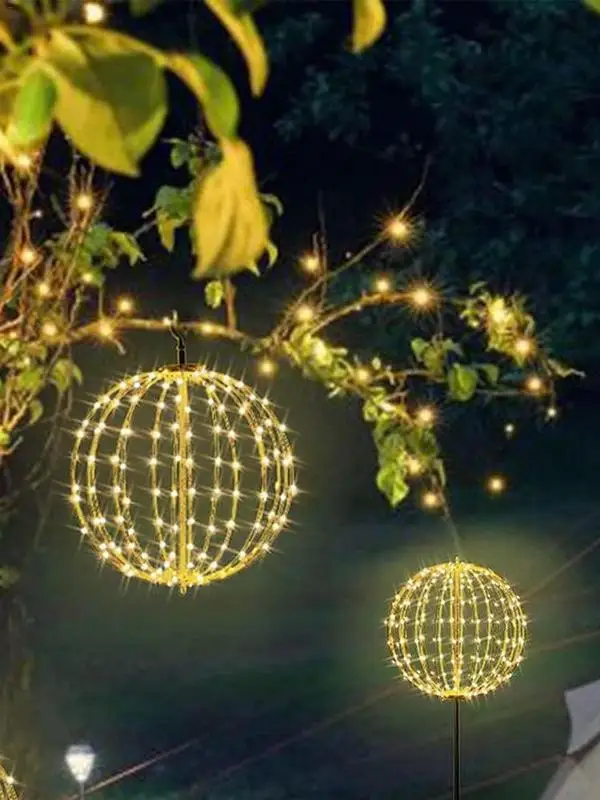 

Christmas Lighted Sphere Balls Fold Flat Metal Frame Large Ball Lights Fairy Lights For Porch Patio Decoration Indoor Outdoor