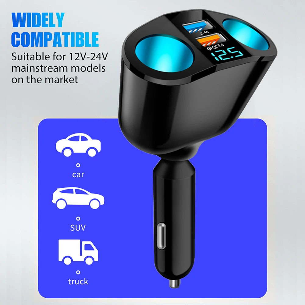 USB Charging Car Charger Car Accessories QC3.0 Dual USB Splitter Power Adapter Charger Extended Lighter Converter
USB Charging Car Charger Car Accessories QC3.0 Dual USB Splitter Power Adapter Charger Extended Lighter Converter