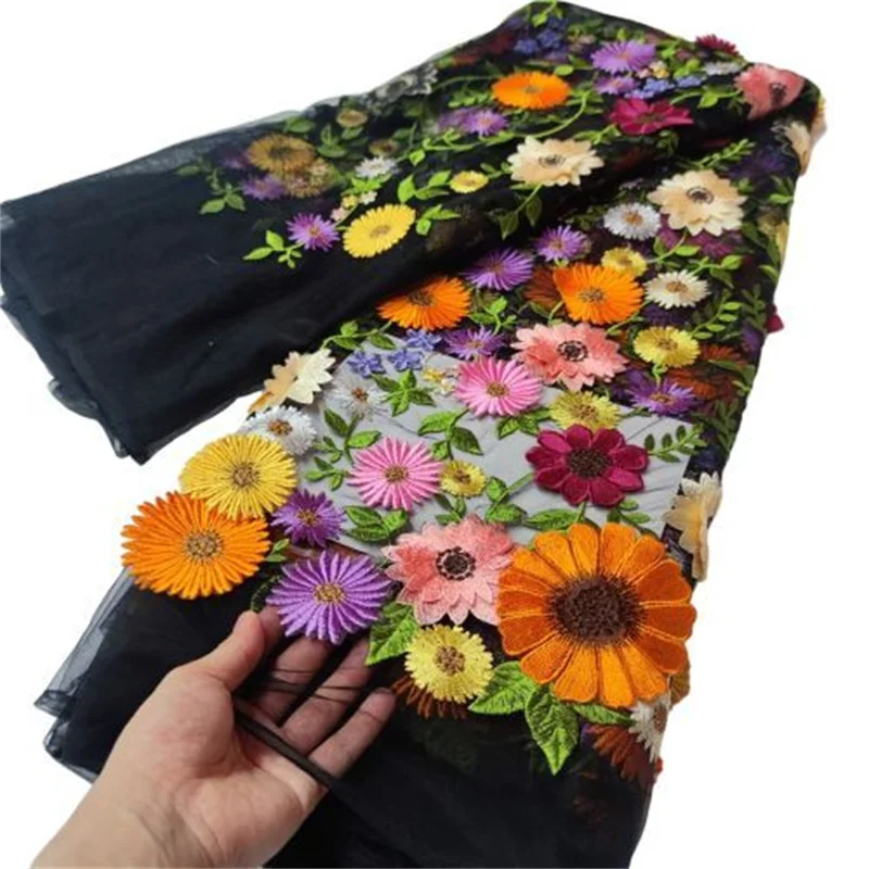 Black African Nigerian Net Lace 3D Flower Fabric Embroidery French Mesh Laces Fabrics 5Yards Wedding Party Wedding Materials
Black African Nigerian Net Lace 3D Flower Fabric Embroidery French Mesh Laces Fabrics 5Yards Wedding Party Wedding Materials