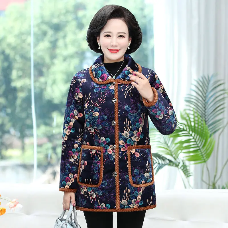 2022 Autumn Winter Print Jackets Warm Turn Down Collar Parkas Middle-aged Women Cotton-padded Coats Mother Thick Outerwear F59
2022 Autumn Winter Print Jackets Warm Turn Down Collar Parkas Middle-aged Women Cotton-padded Coats Mother Thick Outerwear F59
