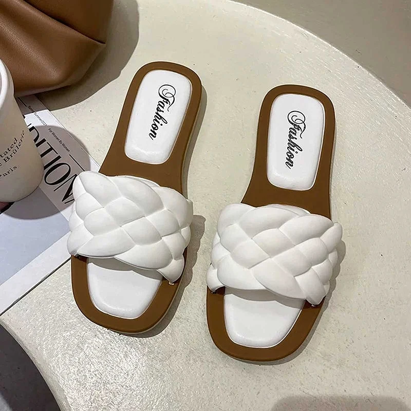 New Summer Outdoor Beach Woven Flat Slippers Women Sandals Open Toe Casual Indoor PU Leather Square Toe Slipper Female Sandalias
New Summer Outdoor Beach Woven Flat Slippers Women Sandals Open Toe Casual Indoor PU Leather Square Toe Slipper Female Sandalias