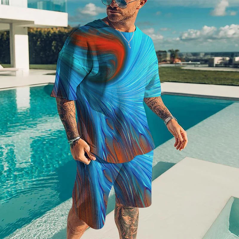 New Summer Man T-shirt Set Macaron Color Painting Men T-Shirt And Shorts Set Outdoor Leisure Fashion Men Cloting Suit
New Summer Man T-shirt Set Macaron Color Painting Men T-Shirt And Shorts Set Outdoor Leisure Fashion Men Cloting Suit