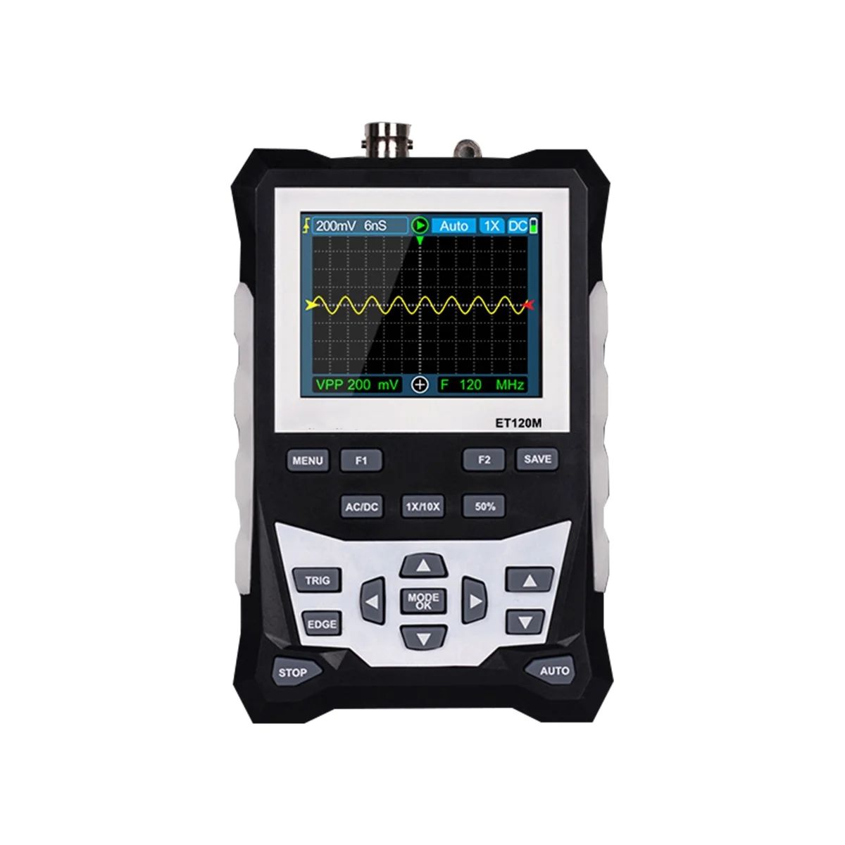 ET120M Handheld Oscilloscope 120MHZ Color Analog Oscilloscope Sampling Rate Professional Tool
ET120M Handheld Oscilloscope 120MHZ Color Analog Oscilloscope Sampling Rate Professional Tool