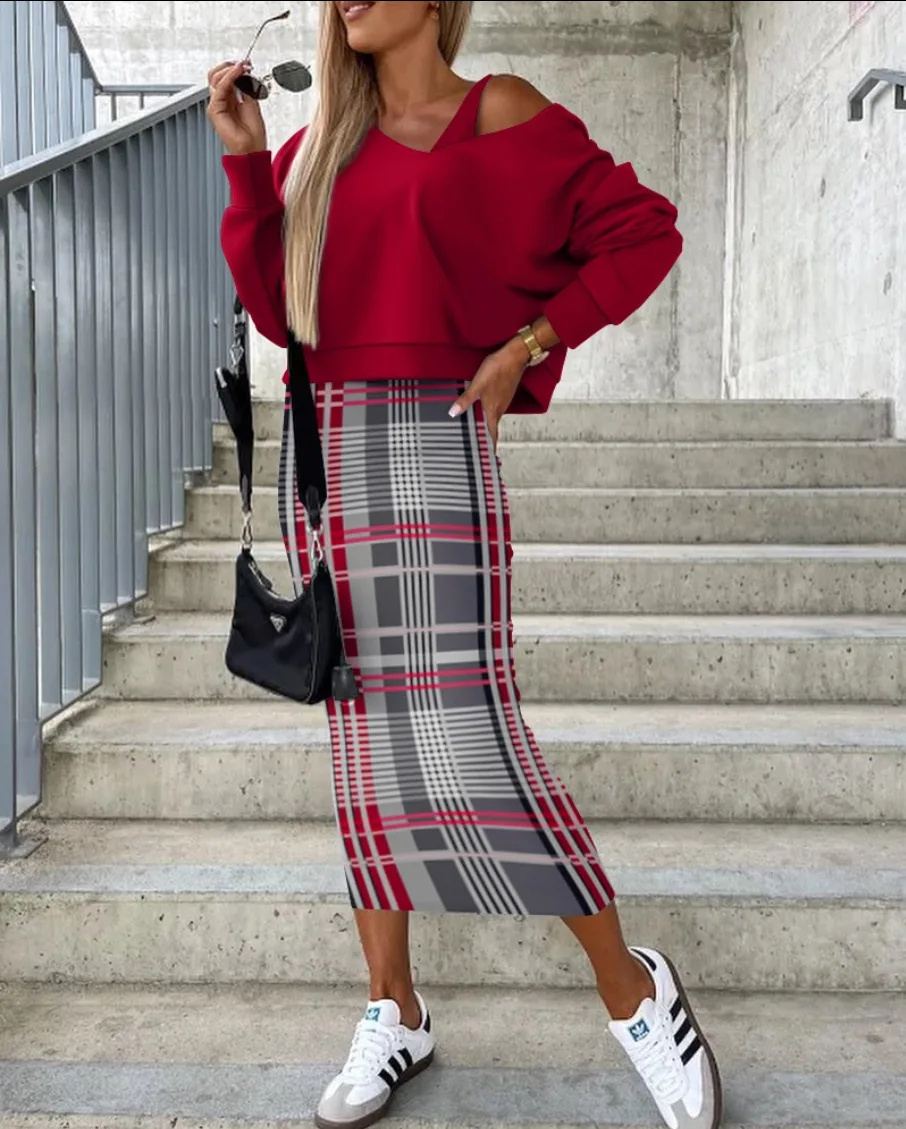 Ladies Autumn Street Casual Skinny Dress Set Women Sweater Top Sleeveless Vest Dress Set Lady Spring Fashion Printed Ladies Set
Ladies Autumn Street Casual Skinny Dress Set Women Sweater Top Sleeveless Vest Dress Set Lady Spring Fashion Printed Ladies Set