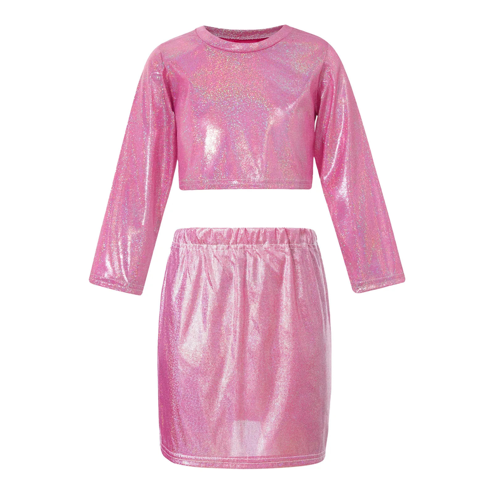 Kids Girls Sparkling Jazz Dance Costume Long Sleeve Crop Top with Skirt Clothes Set for Hip Hop Performance Competition Party
Kids Girls Sparkling Jazz Dance Costume Long Sleeve Crop Top with Skirt Clothes Set for Hip Hop Performance Competition Party