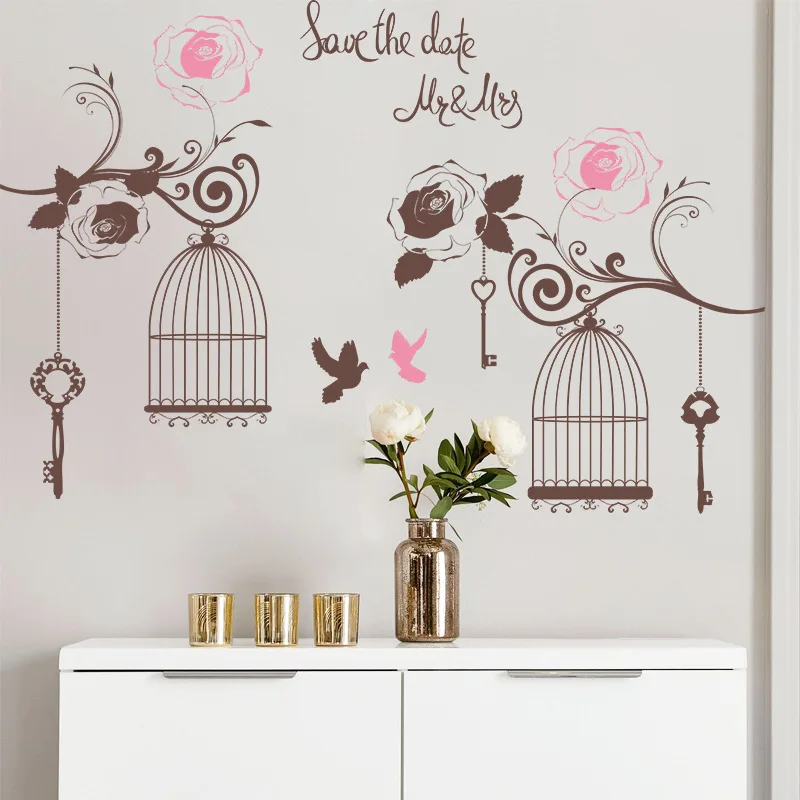 Wall stickers Bedroom Decoration Rose Flower Bird Cage Wall Sticker For Living Room Art Decal Mural Home Decor Removable
Wall stickers Bedroom Decoration Rose Flower Bird Cage Wall Sticker For Living Room Art Decal Mural Home Decor Removable