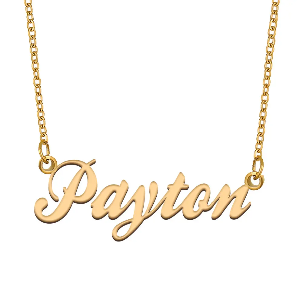 

Payton Name Necklace for Women Stainless Steel Jewelry Gold Plated Nameplate Chain Pendant Femme Mothers Girlfriend Gift