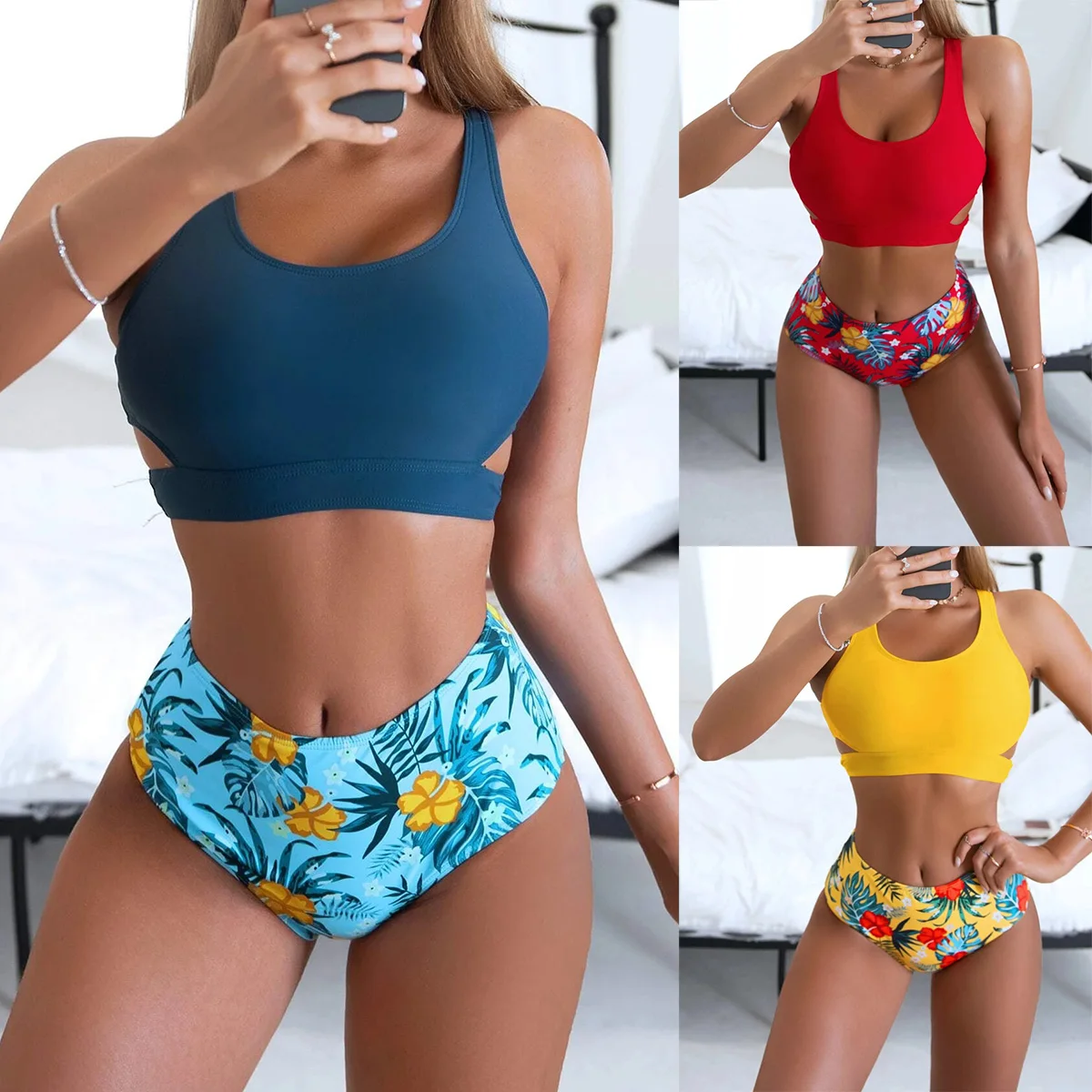 Купальник-бикини женский с цветочным принтом, пуш-ап и высокой талией
Купальник-бикини женский с цветочным принтом, пуш-ап и высокой талией