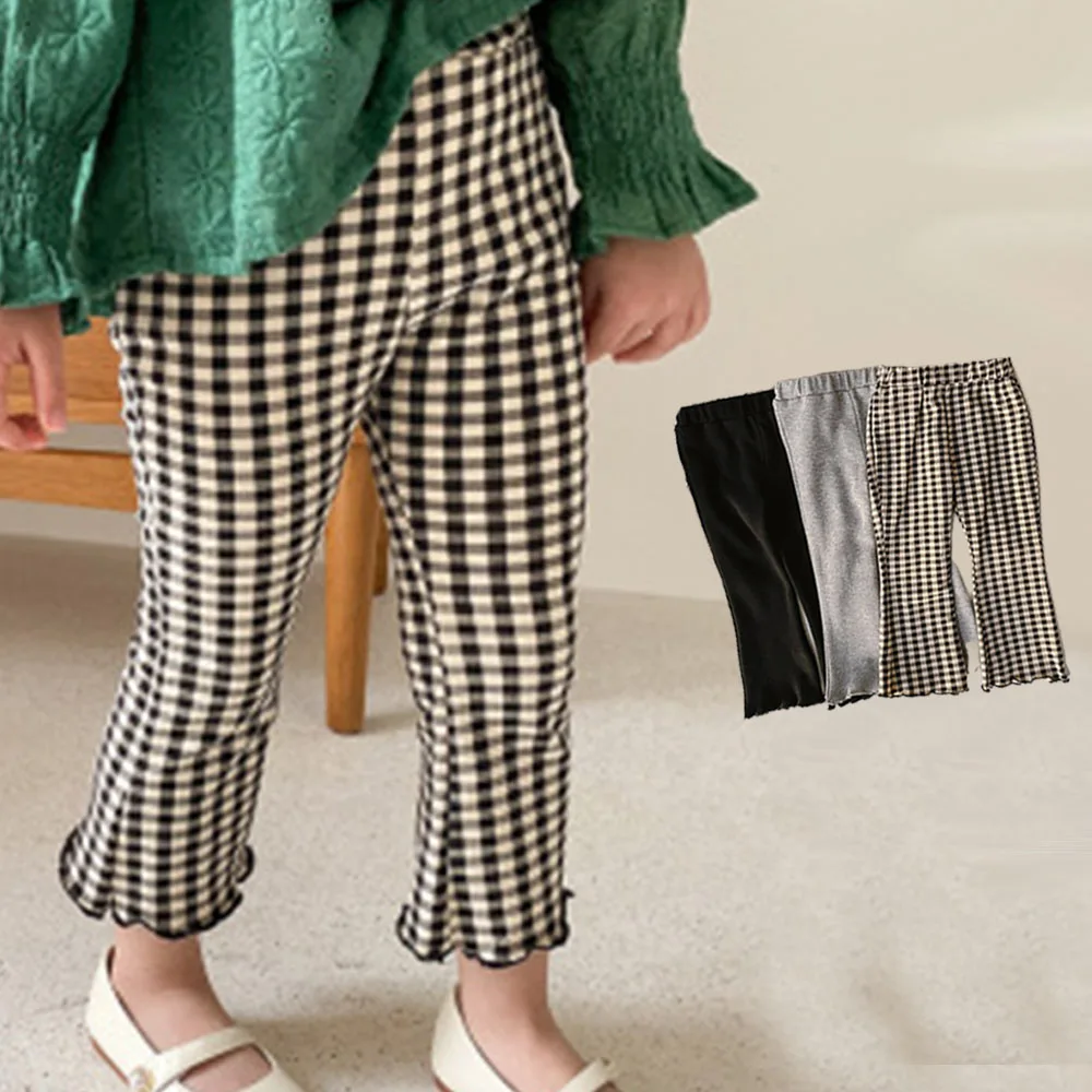 

Girls 2022 Clothing Children's Spring Fashion To Cotton 8yrs Korean Trousers 1 Kids Style Bell Leggings Plaid Pant Pants