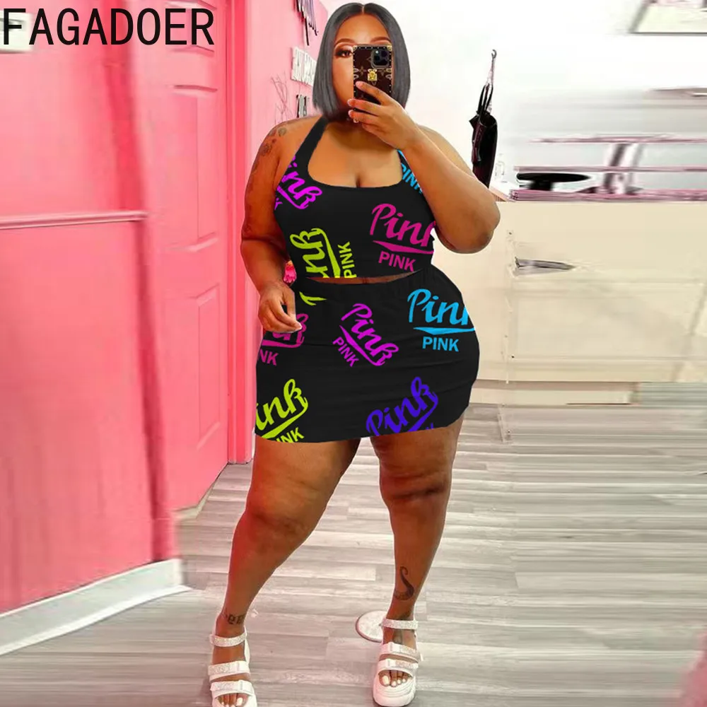 FAGADOER Summer Sexy Thin Sleeveless Crop Top And Shorts Two Piece Sets Plus Size Women PINK Letter Print Outfits Fashion Street
FAGADOER Summer Sexy Thin Sleeveless Crop Top And Shorts Two Piece Sets Plus Size Women PINK Letter Print Outfits Fashion Street