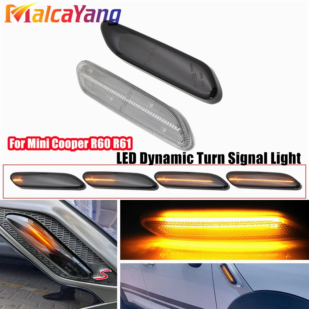 

2X светодиодный динамический боковой маркер светильник поворотный сигнал последовательный указатель поворота лампа индикатор для Mini Cooper Countryman Paceman R60 R61