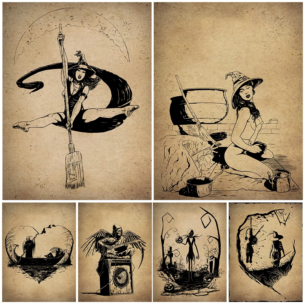 Gothic Shaman Girl And Witch Wall Art Print Sexy Witch Flying Artwork Print Home Decor Wicca Poster And Print Canvas Painting
Gothic Shaman Girl And Witch Wall Art Print Sexy Witch Flying Artwork Print Home Decor Wicca Poster And Print Canvas Painting