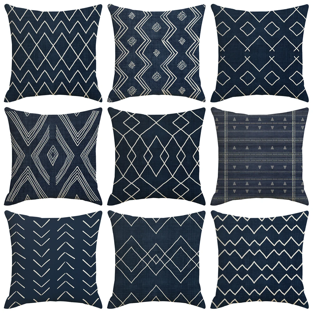 Navy Blue Geometric Striped Throw Pillow Cover 45x45cm Nordic Home Decor Office Sofa Cushion Cover Outdoor Camping Pillow Case
Navy Blue Geometric Striped Throw Pillow Cover 45x45cm Nordic Home Decor Office Sofa Cushion Cover Outdoor Camping Pillow Case