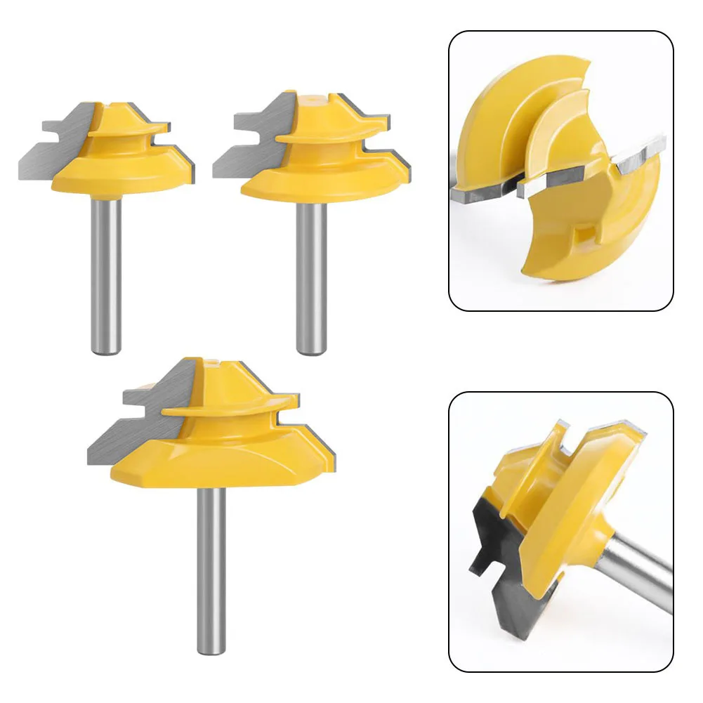 3pcs 45 Degree Lock Miter Router Bit 1/2 Shank Milling Cutter Wood Engraving Trimming Woodworking Router Bit Power Tools
3pcs 45 Degree Lock Miter Router Bit 1/2 Shank Milling Cutter Wood Engraving Trimming Woodworking Router Bit Power Tools
