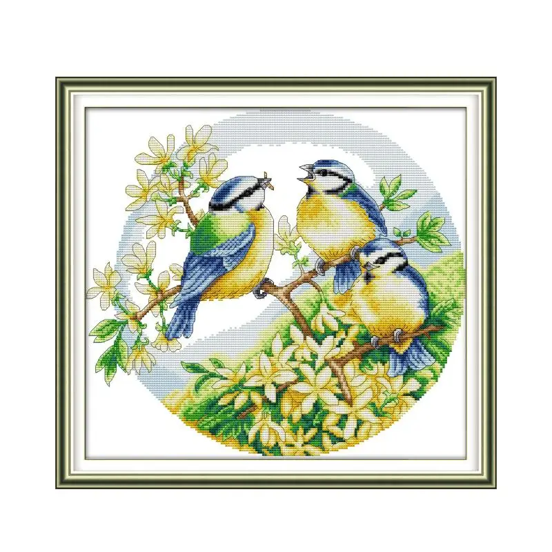 

Joy Sunday Bird On Branch Pattern Cross Stitch Kits DIY Embroidery Set Aida 14CT 11CT Needle and Thread Sewing Set Home Deco