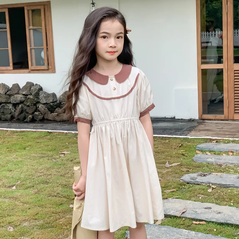 Teenage Girls Summer Doll Collar Dress 2023 New Cotton Dress Mid-Length Beige Short Sleeve Kids Clothing Fashion
Teenage Girls Summer Doll Collar Dress 2023 New Cotton Dress Mid-Length Beige Short Sleeve Kids Clothing Fashion
