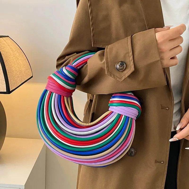 New Colourful Rainbow Noodles Shaped Luxury Designer Women Lady Handbag Underarm Bag Woman Totes Purses Clutch Party Dinner Bags
New Colourful Rainbow Noodles Shaped Luxury Designer Women Lady Handbag Underarm Bag Woman Totes Purses Clutch Party Dinner Bags