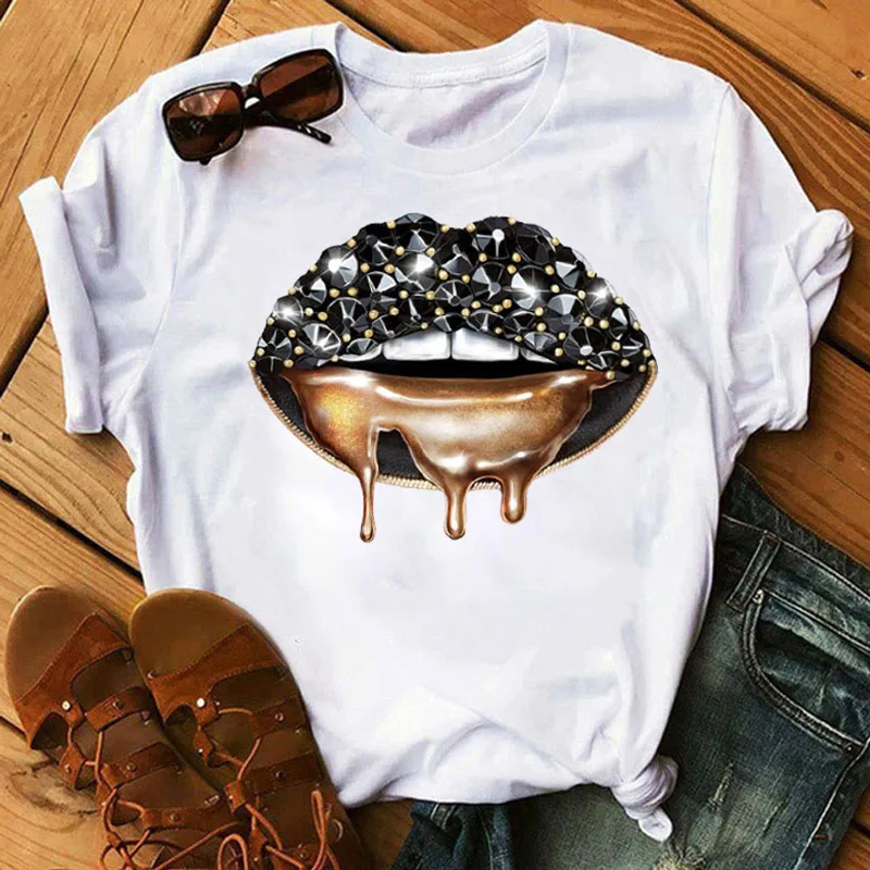 Women T Shirt Fashion Makeup Black Lips In Diamonds Drip Graphic Tee Shirt Summer Women Tee Aesthetic White Female T-shirt Tops
Women T Shirt Fashion Makeup Black Lips In Diamonds Drip Graphic Tee Shirt Summer Women Tee Aesthetic White Female T-shirt Tops