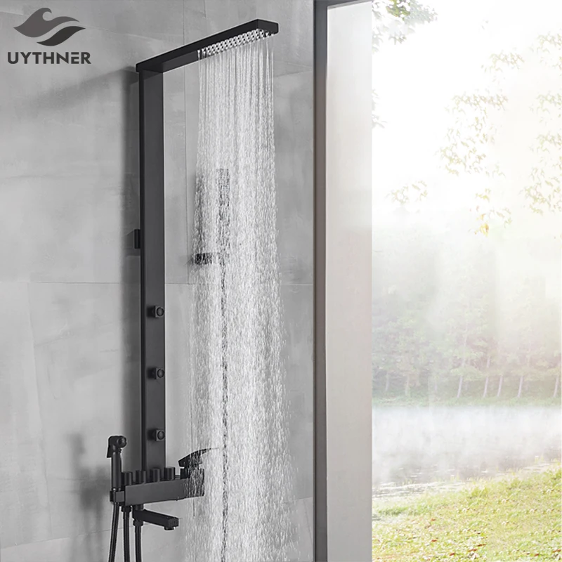 Uythner Luxury Matte Black Bathroom Faucet Bath Rain Shower Faucet Wall Mounted Bathtub Shower Mixer Bidet Tap Shower Set Mixer
Uythner Luxury Matte Black Bathroom Faucet Bath Rain Shower Faucet Wall Mounted Bathtub Shower Mixer Bidet Tap Shower Set Mixer