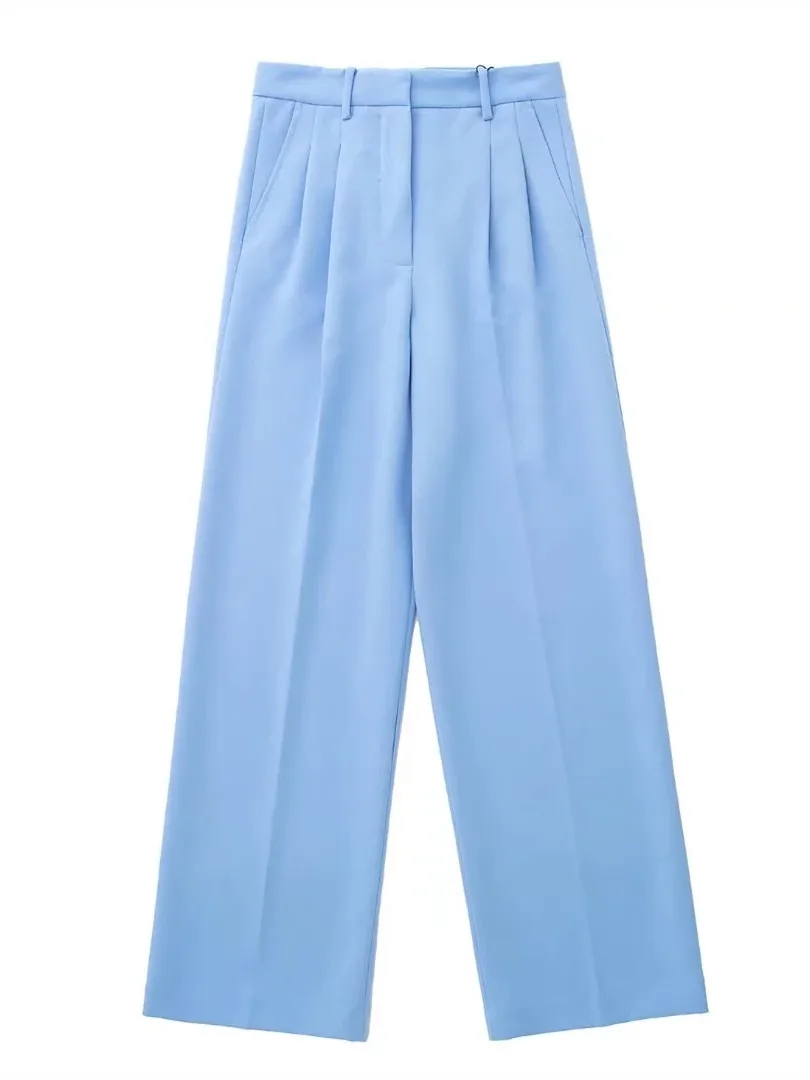 PTYSIC Elegant Women Blue Suit Trousers Solid Color Long Straight Pants Office Lady Chic High Waist Streetwear
PTYSIC Elegant Women Blue Suit Trousers Solid Color Long Straight Pants Office Lady Chic High Waist Streetwear