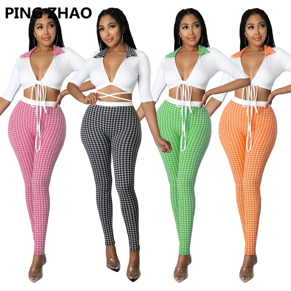 PING ZHAO Women's Set Tie Mini Shirt and Houndstooth Legging Pants Set 2022 Tracksuit Two Piece Set Outfit
PING ZHAO Women's Set Tie Mini Shirt and Houndstooth Legging Pants Set 2022 Tracksuit Two Piece Set Outfit