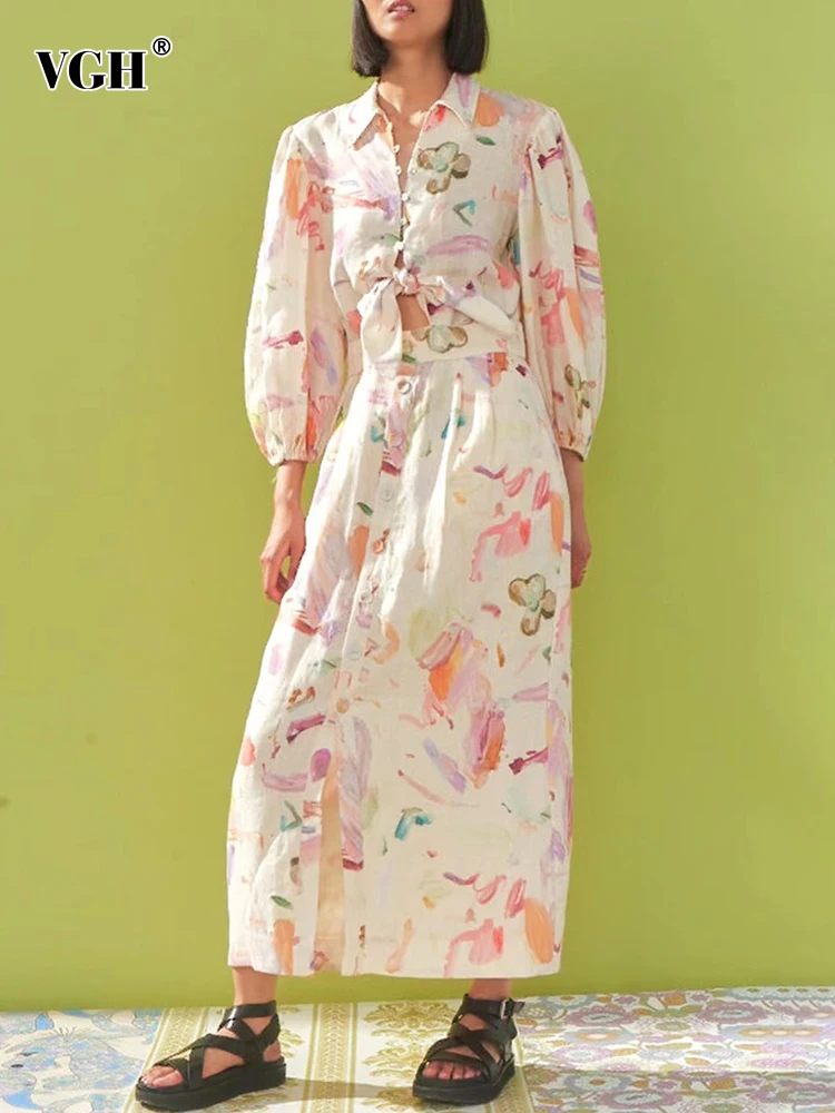 VGH Casual Print Dress For Women Lapel Loose Lantern Sleeve Cut Out Single Breasted High Waist Midi Dresses Female 2022 Clothing
VGH Casual Print Dress For Women Lapel Loose Lantern Sleeve Cut Out Single Breasted High Waist Midi Dresses Female 2022 Clothing