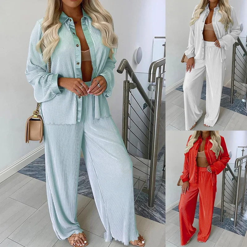 Casual Two Piece Sets Women Corduroy Shirts and Wide Leg Pant Sets Spring Autumn Women Tracksuit Sets Outfit
Casual Two Piece Sets Women Corduroy Shirts and Wide Leg Pant Sets Spring Autumn Women Tracksuit Sets Outfit