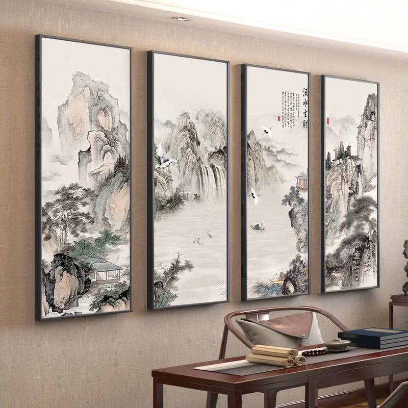 Landscape painting Living room new Chinese sofa background wall decoration tea calligraphy office mural hanging Offing back
Landscape painting Living room new Chinese sofa background wall decoration tea calligraphy office mural hanging Offing back