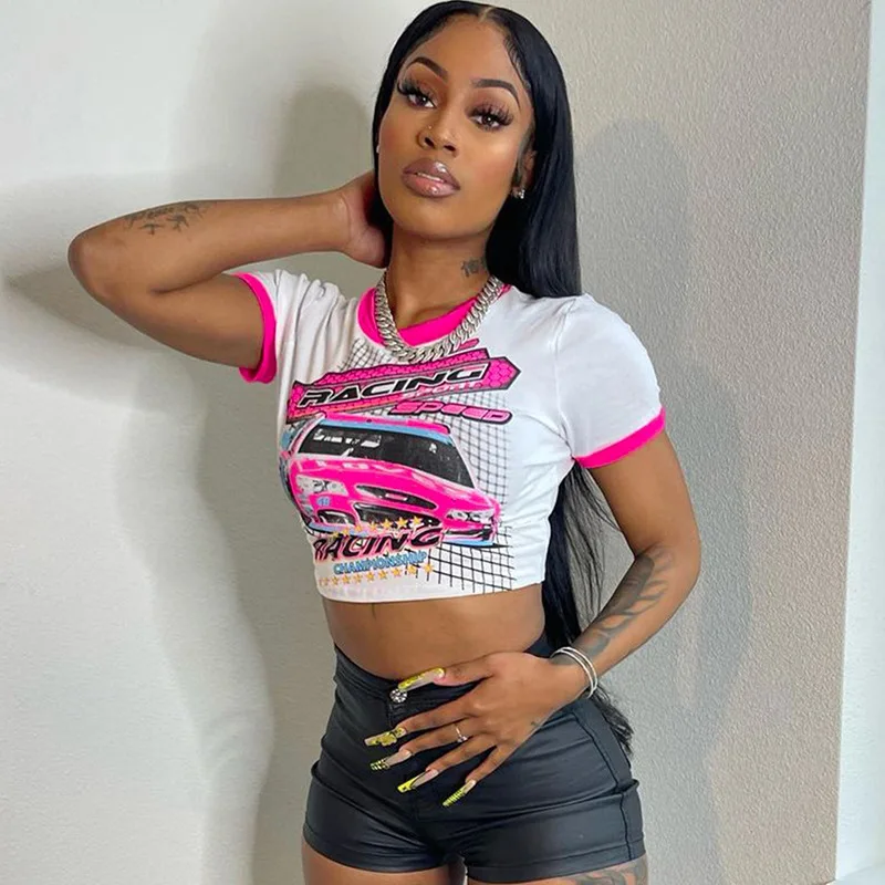 Summer Fashion Printed T Shirt Casual Short Sleeve Crop Top Matching Clothings Y2K Streetwear Shirt for Women Hotsweet Tees 2023
Summer Fashion Printed T Shirt Casual Short Sleeve Crop Top Matching Clothings Y2K Streetwear Shirt for Women Hotsweet Tees 2023