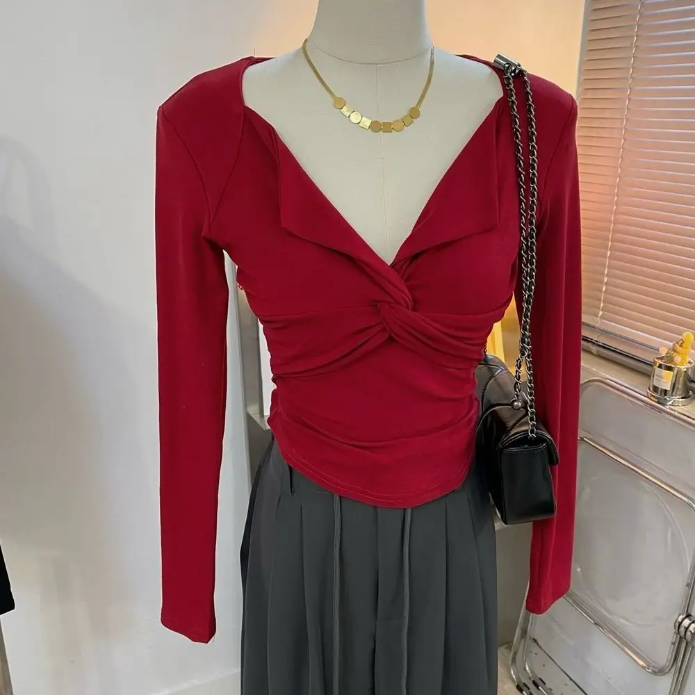 BEENLE Big V-neck Tees Chest Knot Sexy Slim Skinny Bottoming Shirt Long-sleeved Pullover T-shirt Woman Autumn Winter Blouses
BEENLE Big V-neck Tees Chest Knot Sexy Slim Skinny Bottoming Shirt Long-sleeved Pullover T-shirt Woman Autumn Winter Blouses