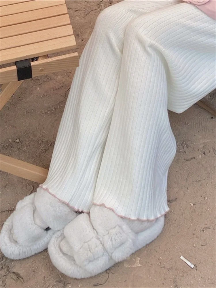 QWEEK Harajuku Sweet White Wide Leg Pants Women Korean Fashion Cute Girly Knitted Trousers Female Oversized Kawaii Soft Pantalon
QWEEK Harajuku Sweet White Wide Leg Pants Women Korean Fashion Cute Girly Knitted Trousers Female Oversized Kawaii Soft Pantalon