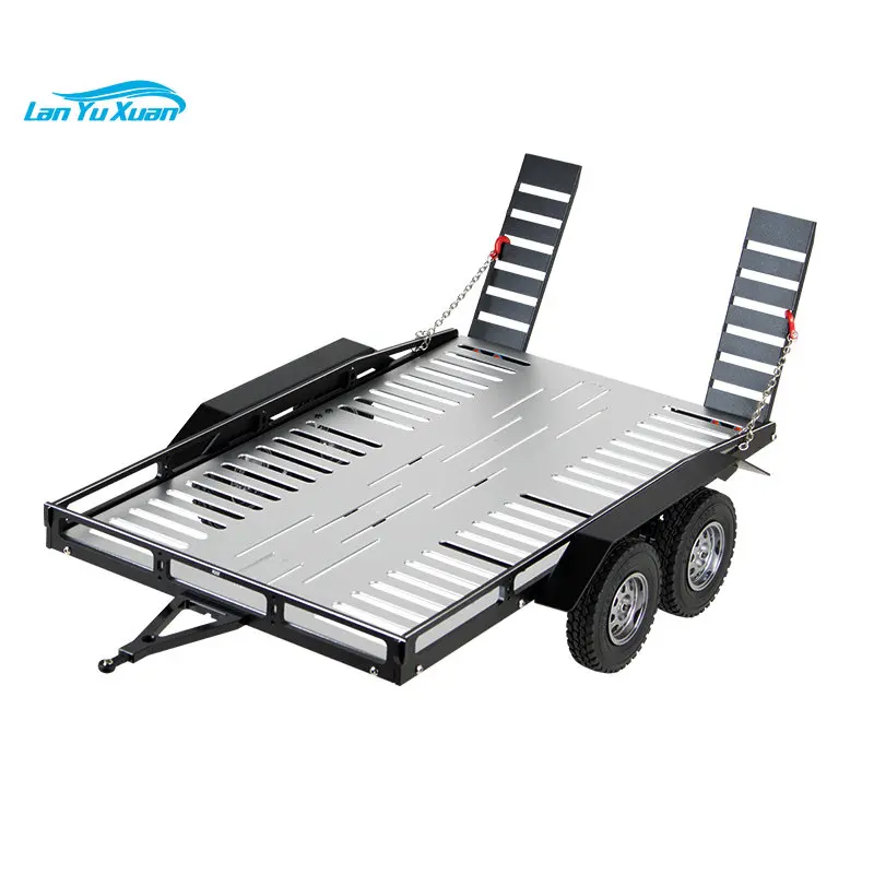 

KYX simulation model vehicle 1/10 aluminum alloy flat trailer SCX TRX4 can be used to tow large trailers DIY modified trailers