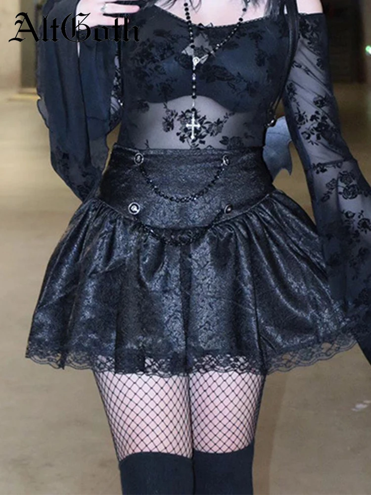 AltGoth Mall Goth Lolita Skirt Women Fairycore Grunge Sexy Lace Trim Chain High Waist Gauze Skirt Emo Alternative A-line Skirts
AltGoth Mall Goth Lolita Skirt Women Fairycore Grunge Sexy Lace Trim Chain High Waist Gauze Skirt Emo Alternative A-line Skirts