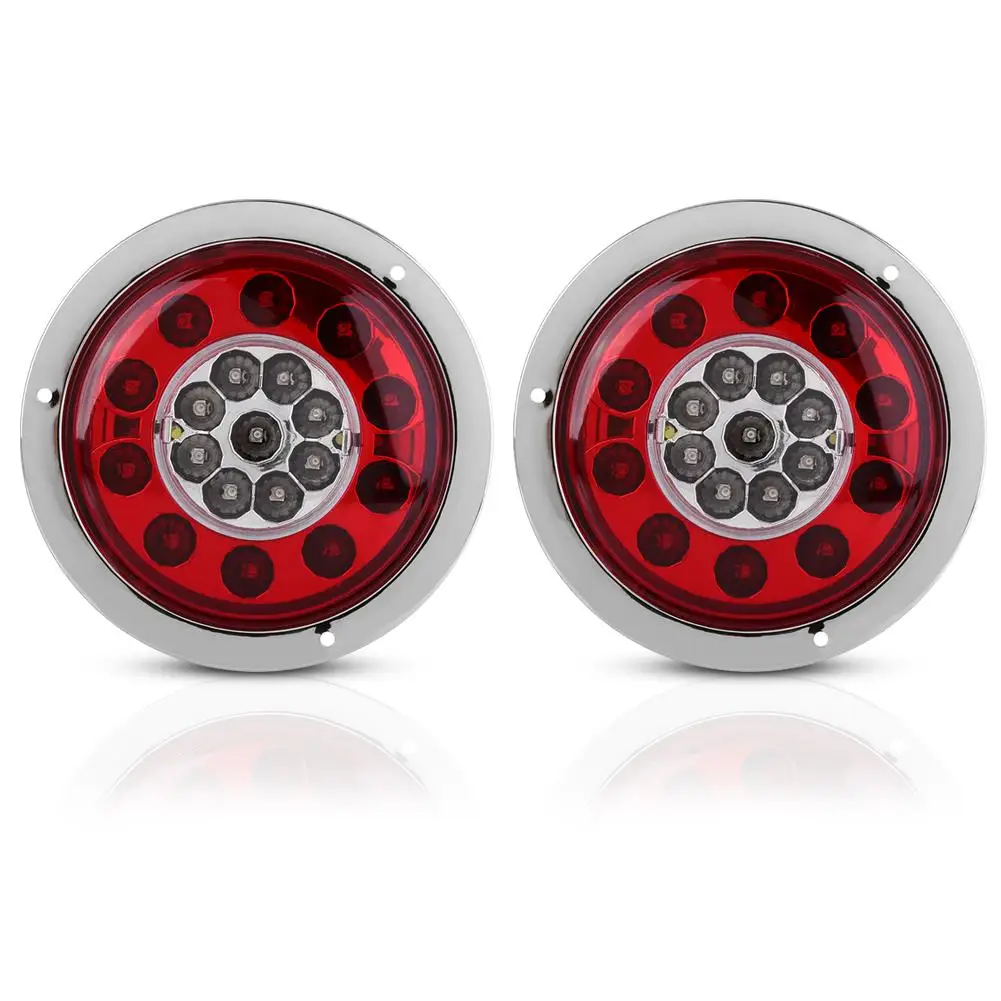 Pair of 4.3 Inch Round 19 LED Truck Trailer Brake Stop Turn Tail Light Chrome Ring Dual Color
Pair of 4.3 Inch Round 19 LED Truck Trailer Brake Stop Turn Tail Light Chrome Ring Dual Color