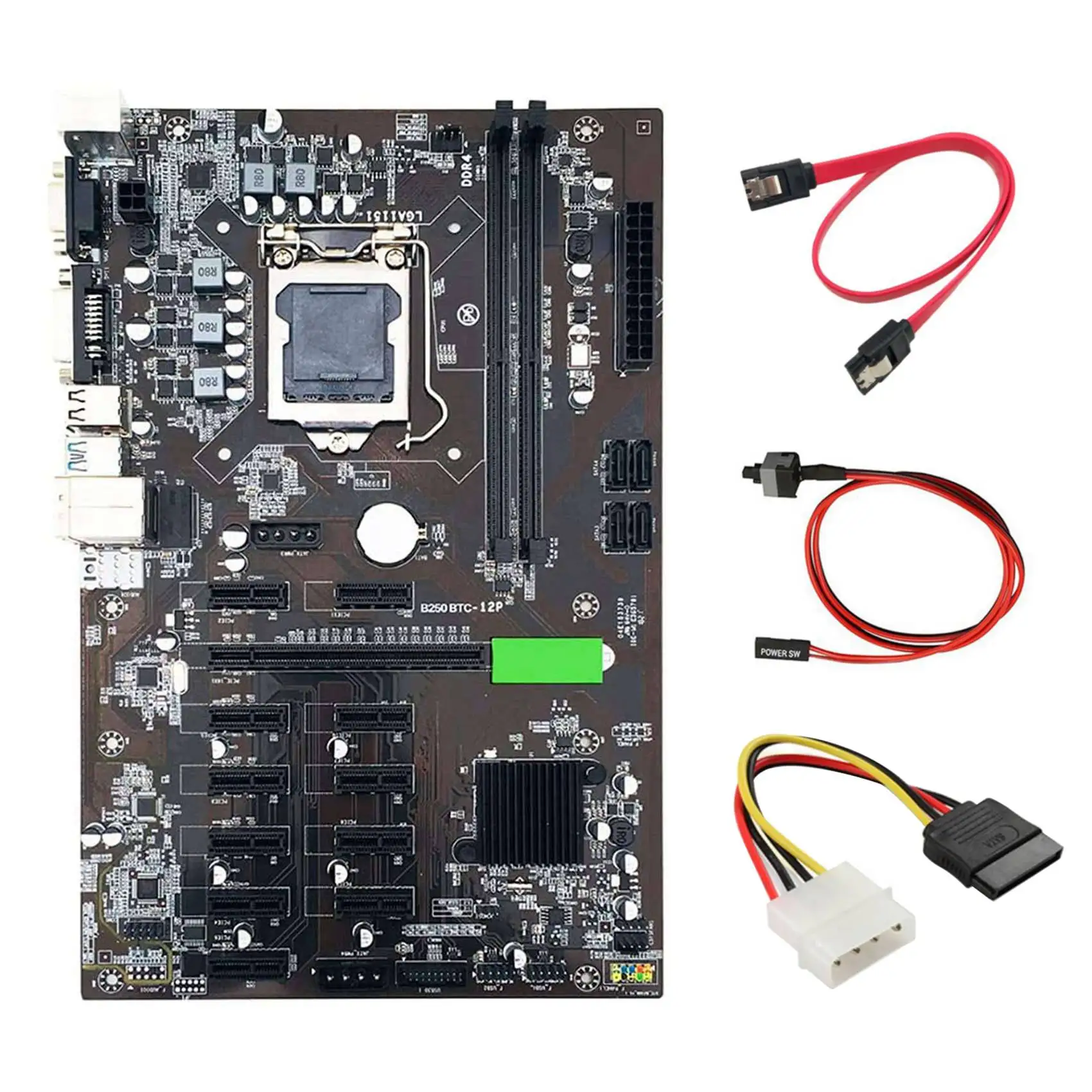 B250 BTC Miner Motherboard with 4PIN IDE to SATA Cable+SATA Cable+Switch Cable 12XGraphics Card Slot LGA 1151 for BTC
B250 BTC Miner Motherboard with 4PIN IDE to SATA Cable+SATA Cable+Switch Cable 12XGraphics Card Slot LGA 1151 for BTC