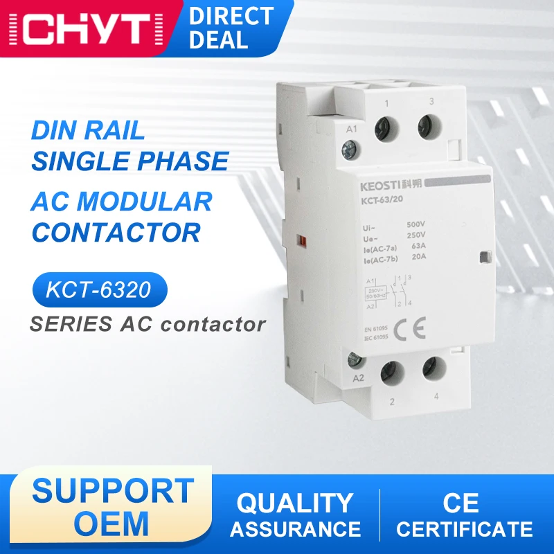 ICHYTI KCT-63 2P 63A 250V 500V 50/60HZ Electric Din Rail Manual Household AC Modular Contactor 2NO 2NC Or 1NO 1NC
ICHYTI KCT-63 2P 63A 250V 500V 50/60HZ Electric Din Rail Manual Household AC Modular Contactor 2NO 2NC Or 1NO 1NC
