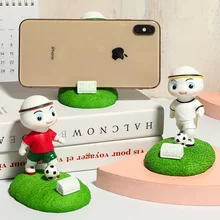 Football Figure Sculpture Game Memorabilia Championship Mobile phone holder Resin Ornament Room Decor Soccer Match Prize Crafts