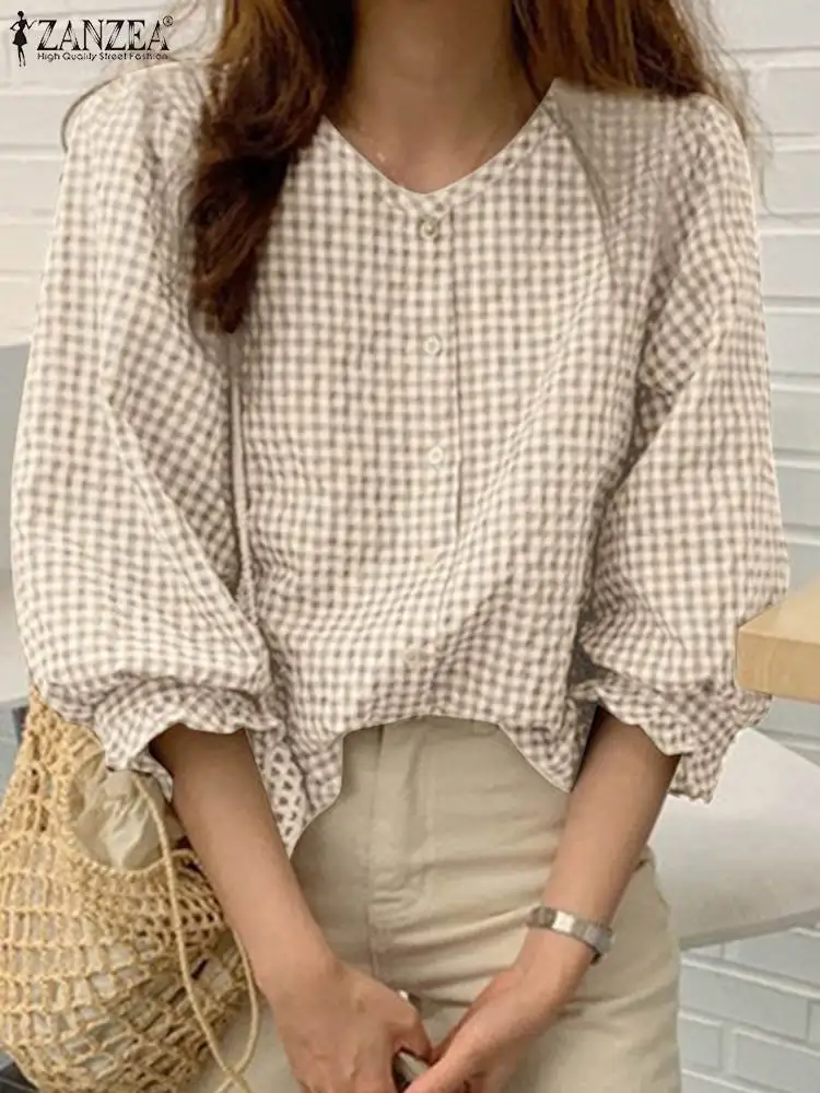 Модная женская осенняя винтажная рубашка ZANZEA на пуговицах с рукавом 3/4, повседневная клетчатая блузка, Женский праздвечерние чный топ, руба...
Модная женская осенняя винтажная рубашка ZANZEA на пуговицах с рукавом 3/4, повседневная клетчатая блузка, Женский праздвечерние чный топ, руба...