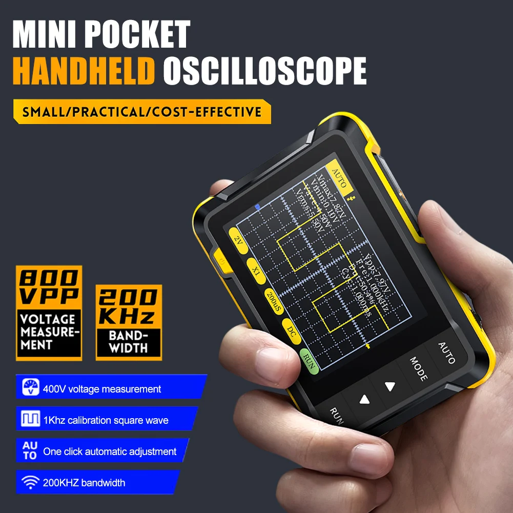 FNIRSI DSO152 Mini Handheld Digital Oscilloscope 2.5MSa/s 200KHz Analog Bandwidth 800VPP Support Firmware Upgrade PWM Output
FNIRSI DSO152 Mini Handheld Digital Oscilloscope 2.5MSa/s 200KHz Analog Bandwidth 800VPP Support Firmware Upgrade PWM Output