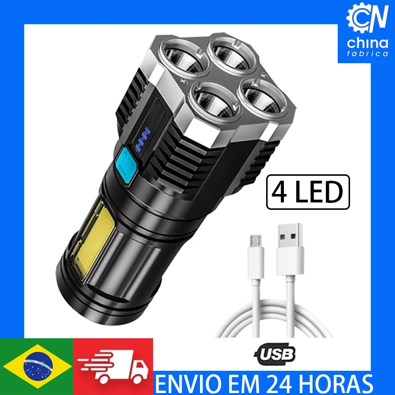 High Power Handheld Led Flashlights Outdoor Portable Lighting ABS Material Torch With 4LED USB Rechargeable Flashlight Powerful
High Power Handheld Led Flashlights Outdoor Portable Lighting ABS Material Torch With 4LED USB Rechargeable Flashlight Powerful