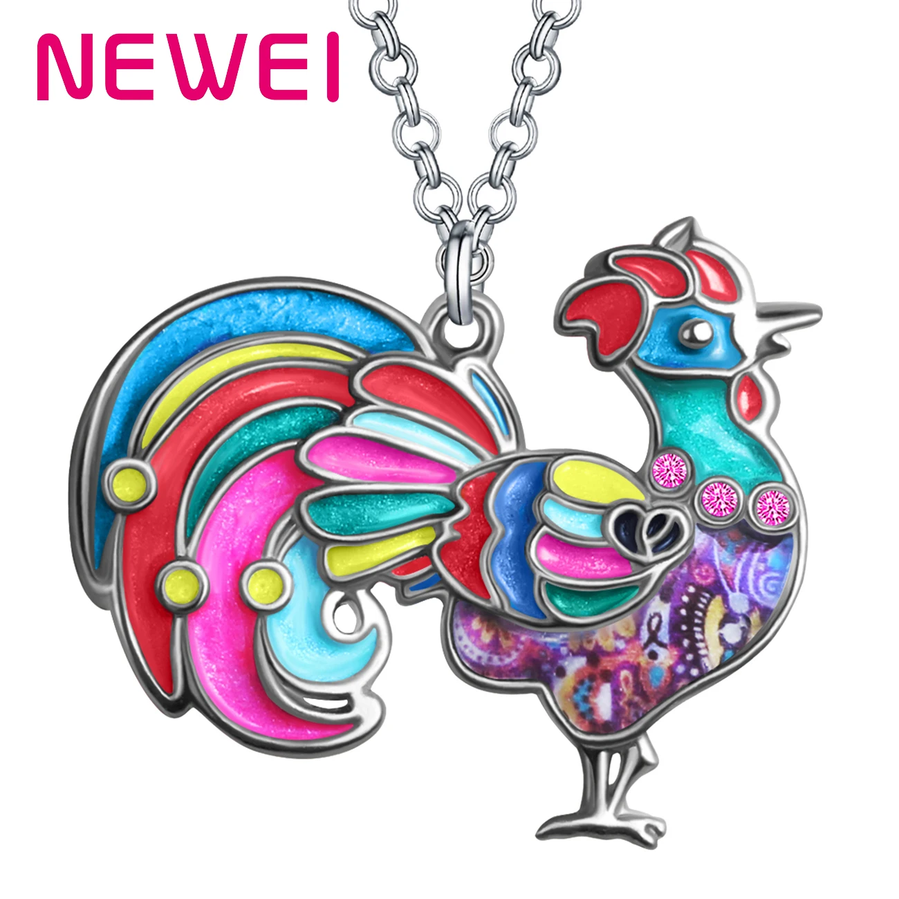 NEWEI Enamel Alloy Metal Floral Farm Cock Chicken Rooster Necklace Pendant Animals Fashion Jewelry For Women Girls Charms Gifts 
NEWEI Enamel Alloy Metal Floral Farm Cock Chicken Rooster Necklace Pendant Animals Fashion Jewelry For Women Girls Charms Gifts