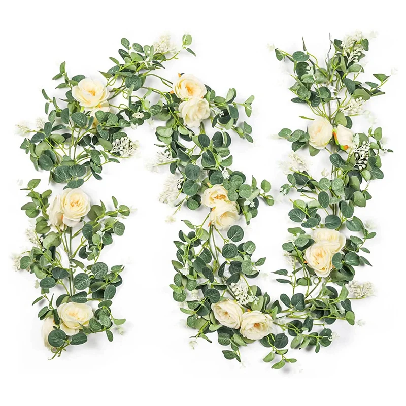 2 Pack Eucalyptus Garland With Champagne Rose, Greenery Garland Bulk Artificial Silk Floral Eucalyptus Leaves Vines
2 Pack Eucalyptus Garland With Champagne Rose, Greenery Garland Bulk Artificial Silk Floral Eucalyptus Leaves Vines