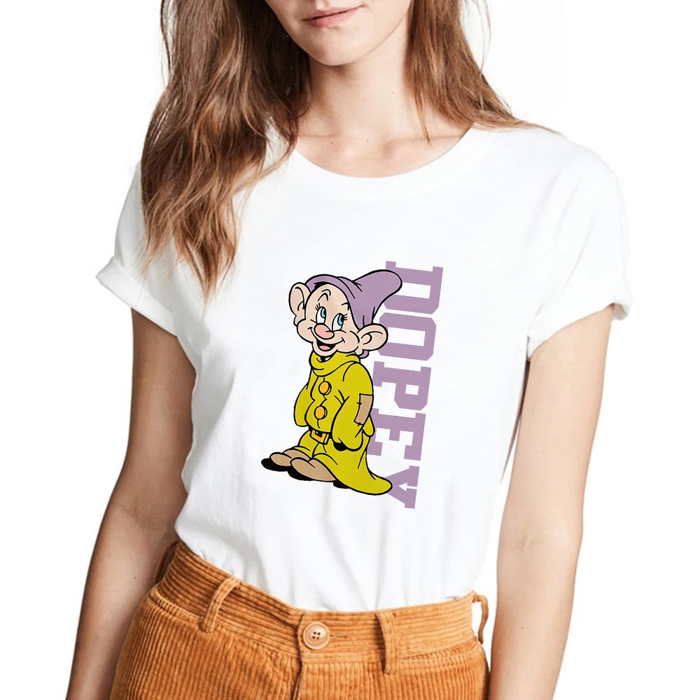 

Disney Seven Dwarfs Dopey Print T-shirt Cartoon Classic Cute Girls Clothes Summer Basic Tops Tumblr Fashion Casual T Shirt Women