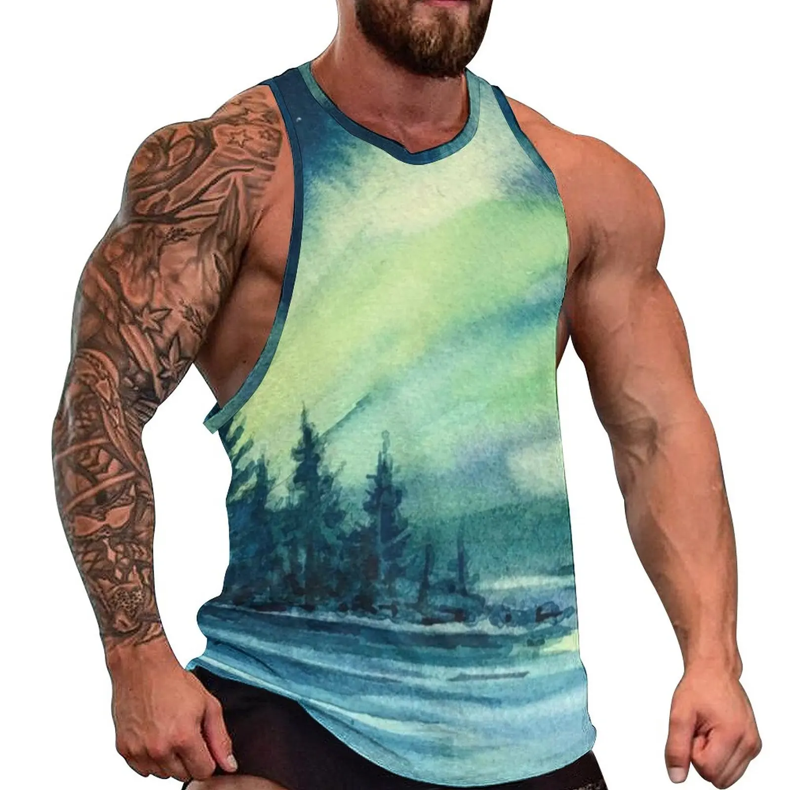 Watercolor Sky Tank Top Mens Lake Northern Lights Tops Daily Graphic Training Sportswear Oversize Sleeveless Vests
Watercolor Sky Tank Top Mens Lake Northern Lights Tops Daily Graphic Training Sportswear Oversize Sleeveless Vests