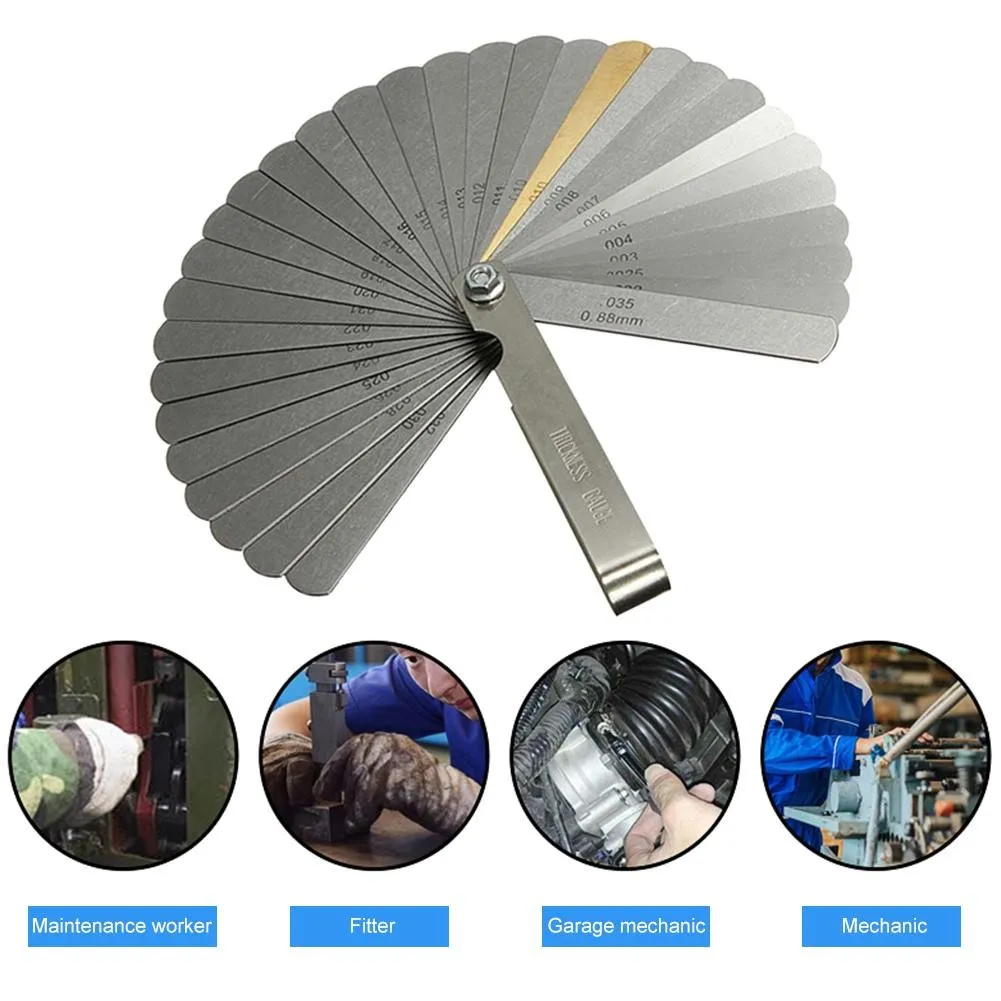 32 Blades Metric Thickness Gage Set Tappet Valve Feeler Gauge Gauges /METRIC With Brass Measuring Range 0.04mm - 0.9mm
32 Blades Metric Thickness Gage Set Tappet Valve Feeler Gauge Gauges /METRIC With Brass Measuring Range 0.04mm - 0.9mm